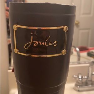 Navy Joules Rain boots with red bow